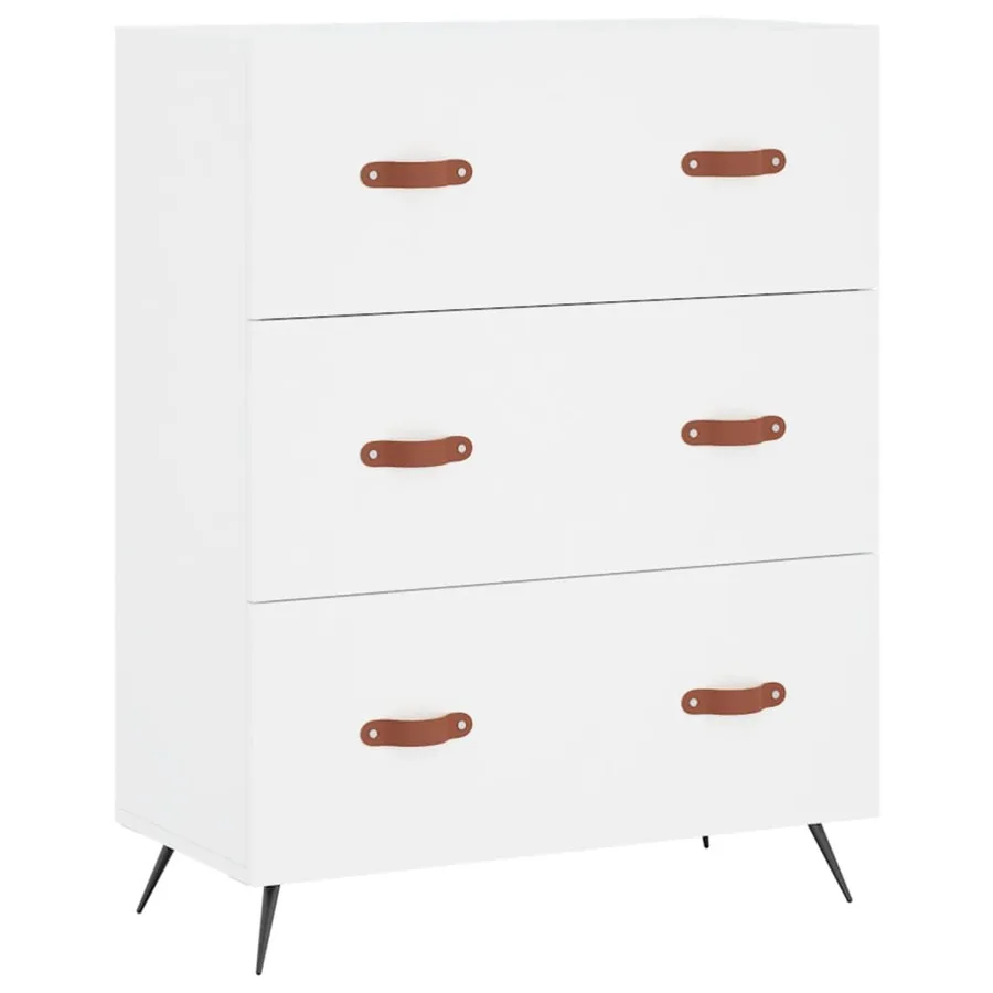 Commode blanc 69,5 x 34 x 90 cm bois d'ingénierie - 2