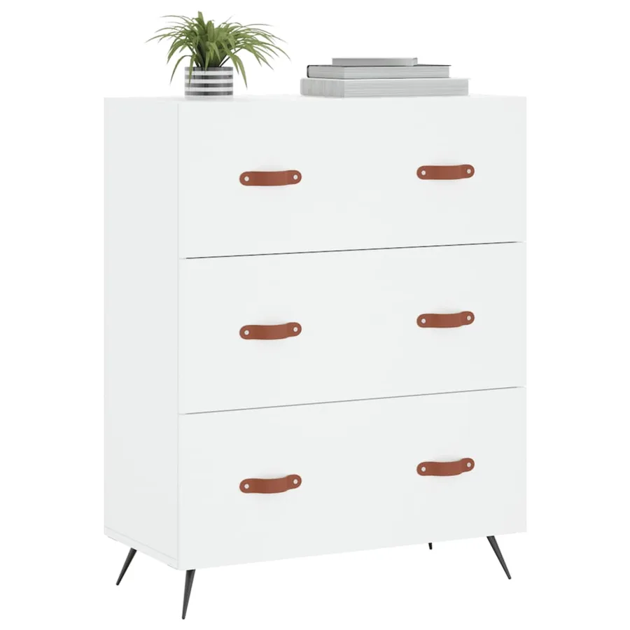Commode blanc 69,5 x 34 x 90 cm bois d'ingénierie - 3