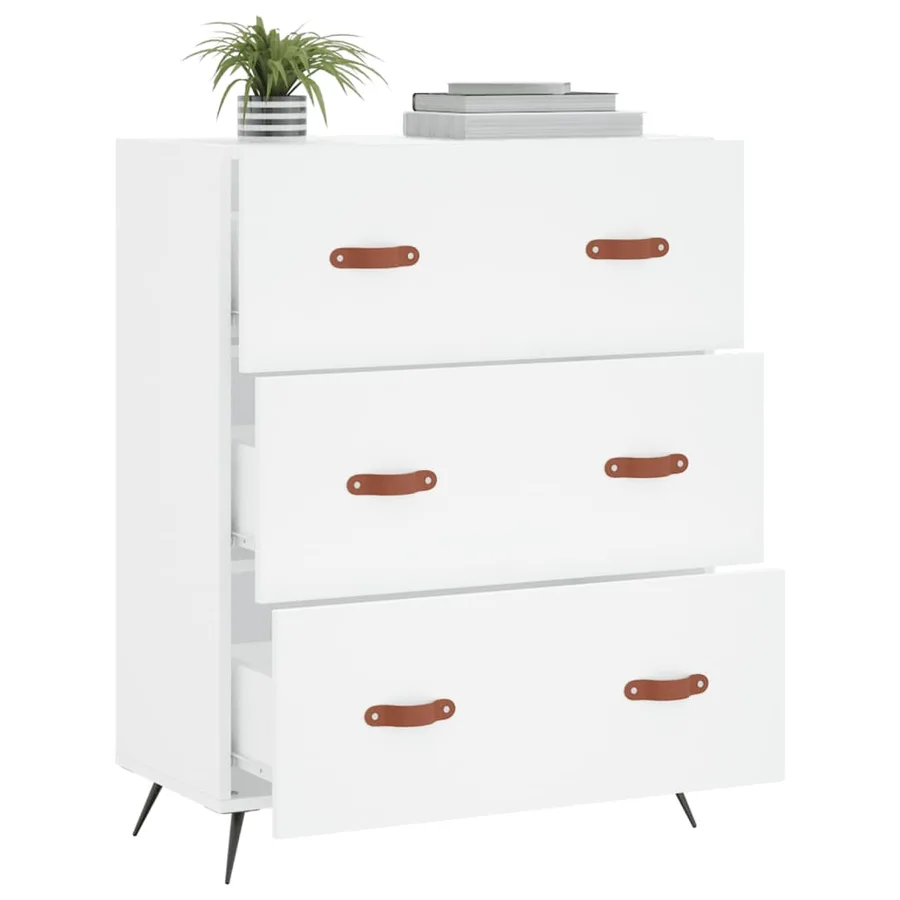 Commode blanc 69,5 x 34 x 90 cm bois d'ingénierie - 4
