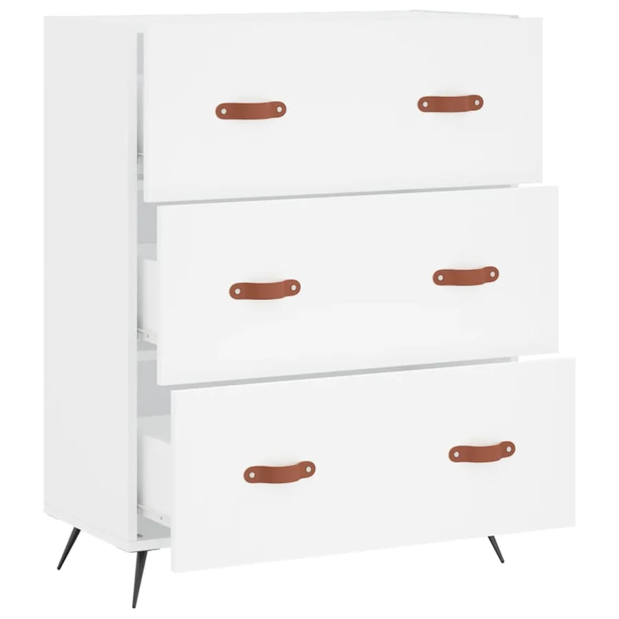 Commode blanc 69,5 x 34 x 90 cm bois d'ingénierie - 6