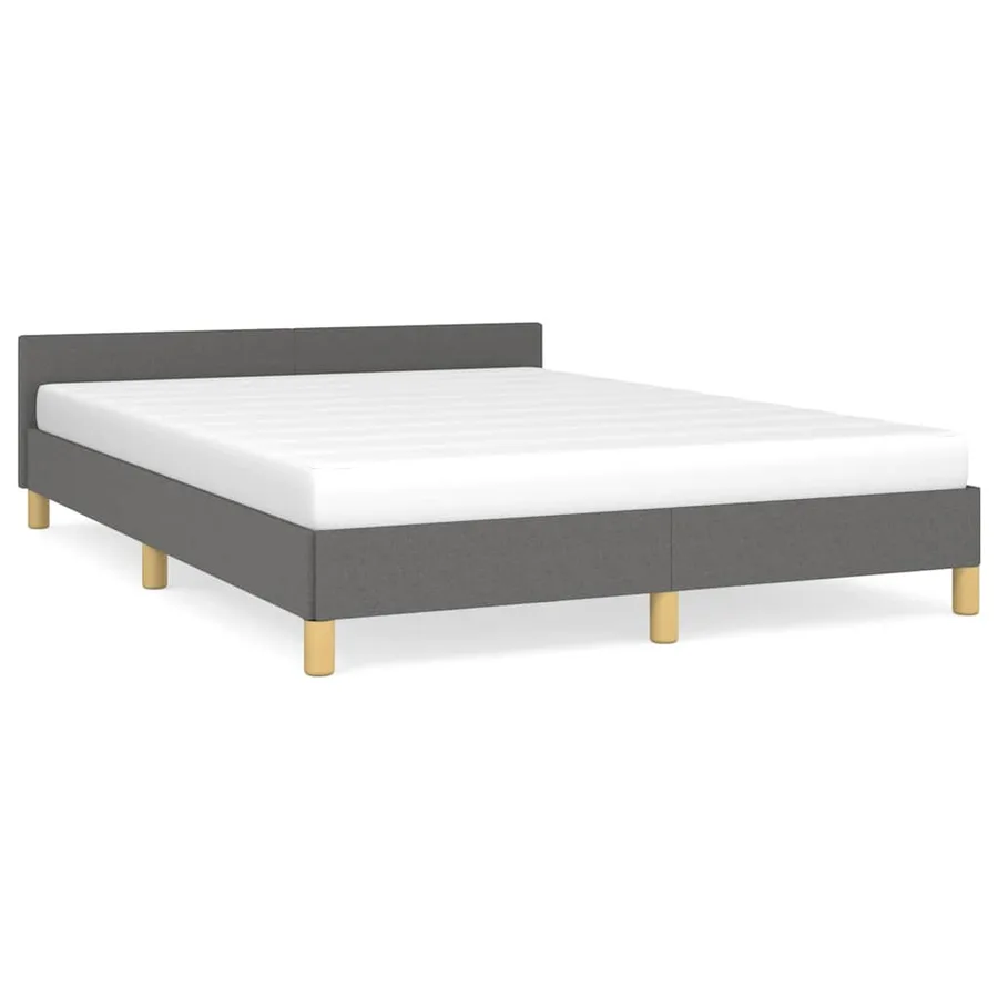 Cadre de lit sans matelas gris foncé 140x200 cm tissu - 2