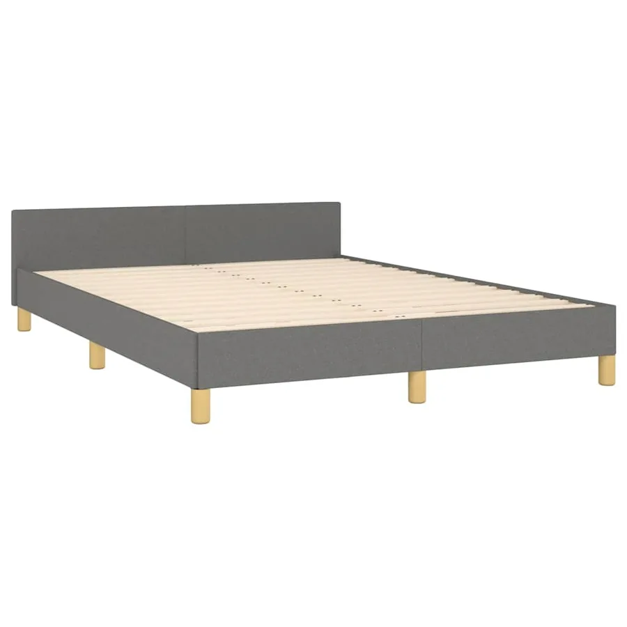 Cadre de lit sans matelas gris foncé 140x200 cm tissu - 4