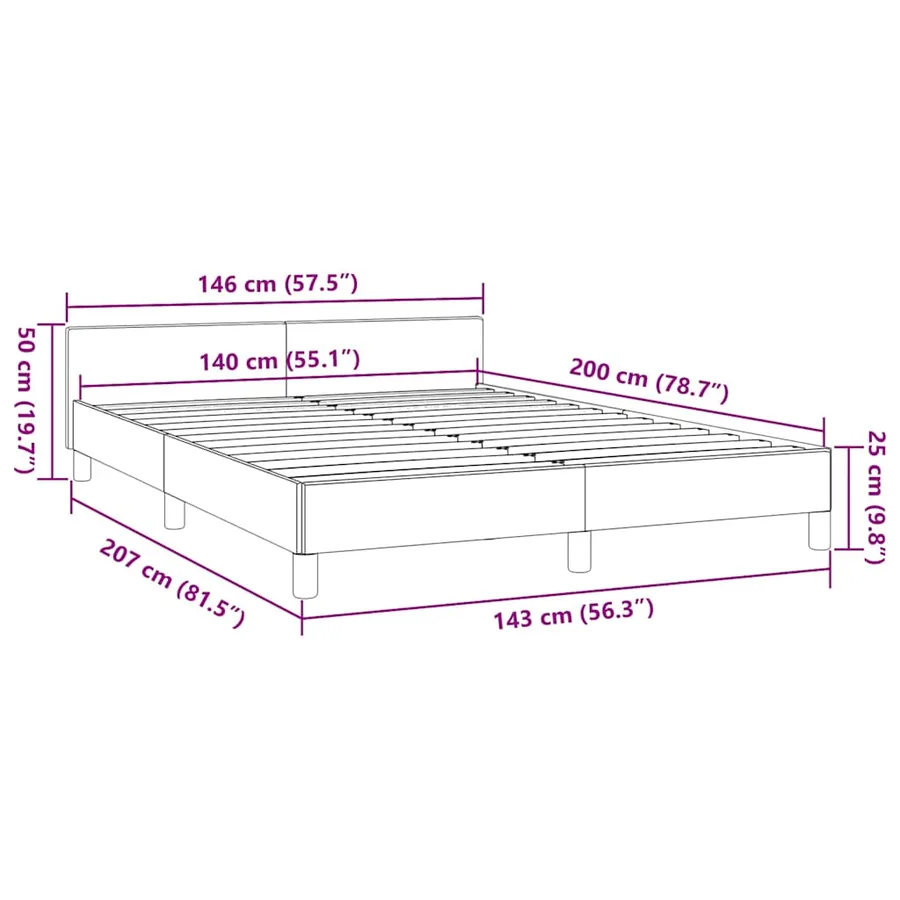 Cadre de lit sans matelas gris foncé 140x200 cm tissu - 9