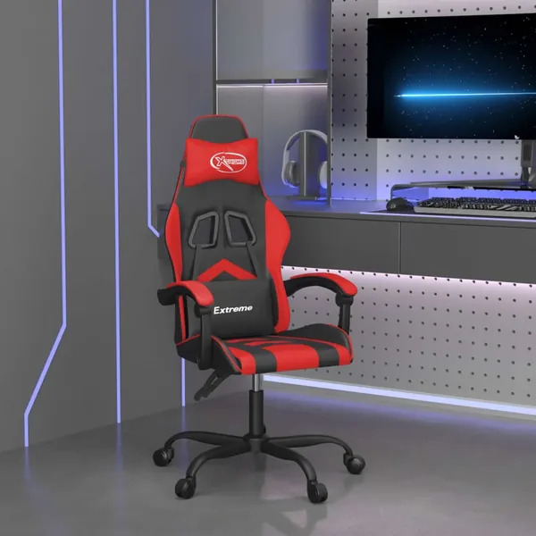 Chaise de jeu pivotante Noir et rouge Similicuir
