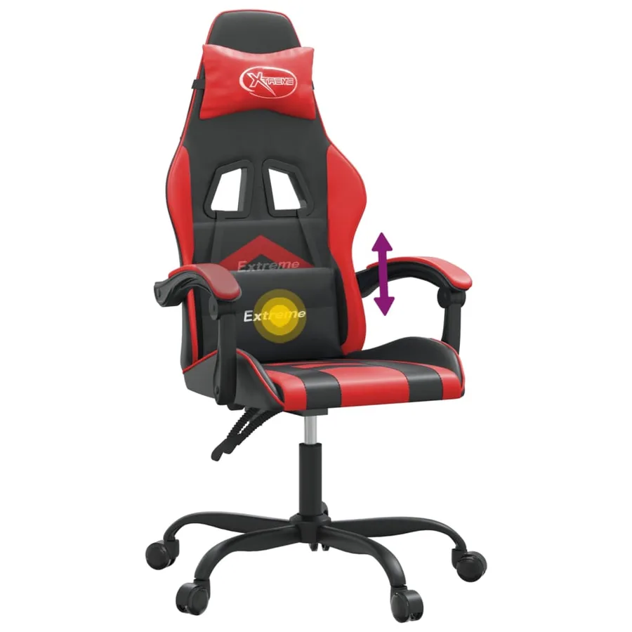 Chaise de jeu pivotante Noir et rouge Similicuir - 11