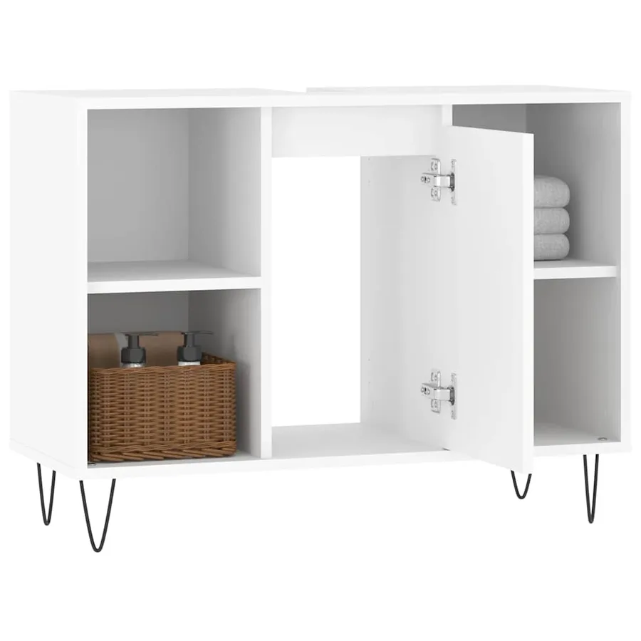 Armoire de salle de bain blanc 80x33x60 cm bois d'ingénierie - 4