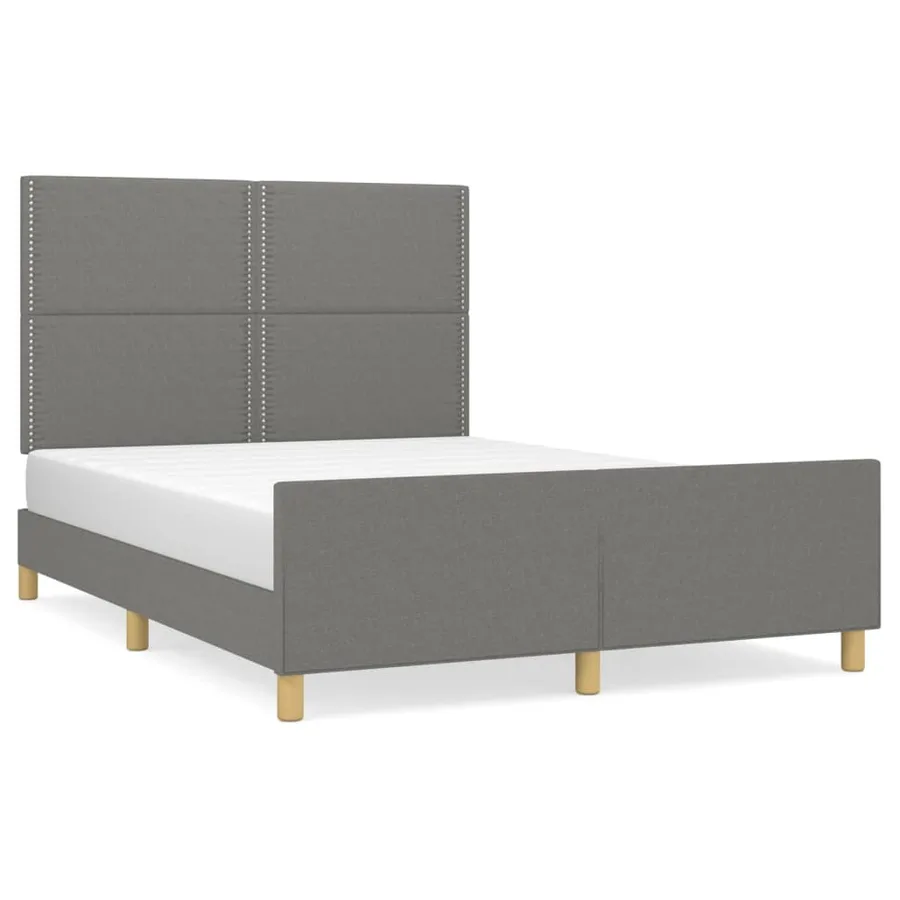 Cadre de lit sans matelas gris foncé 140x200 cm tissu - 2