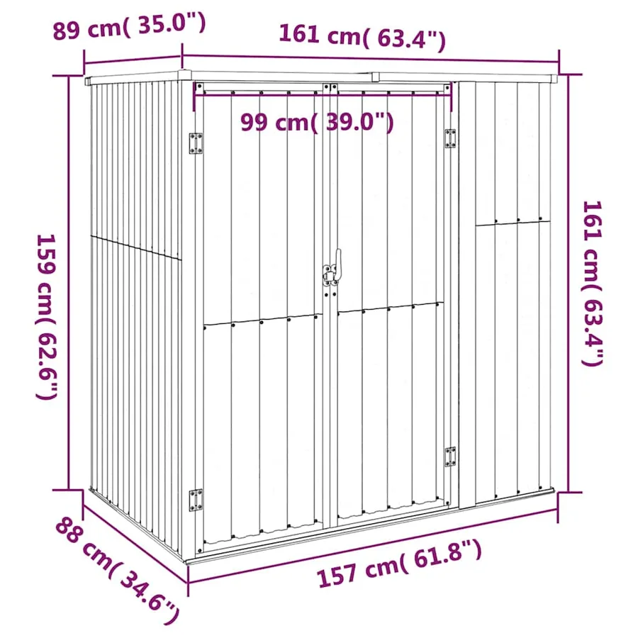 Abri à outils de jardin anthracite 161x89x161cm Métal galvanisé - 7