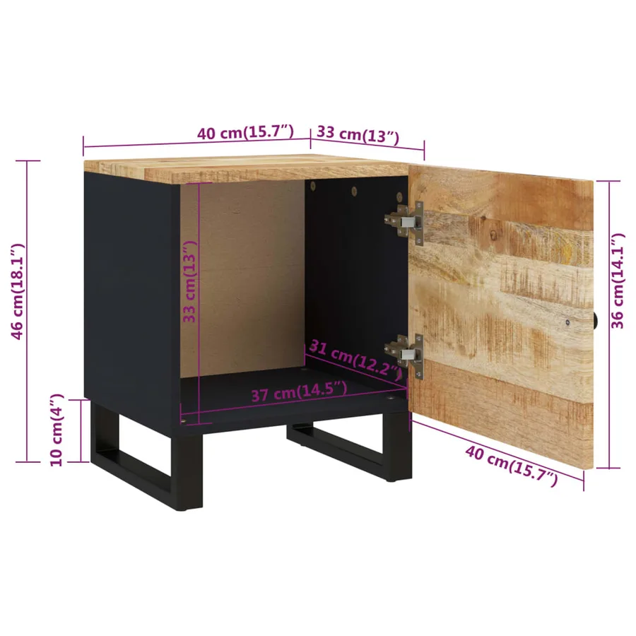 Tables de chevet 2 pcs 40x33x46 cm Bois de manguier solide - 12
