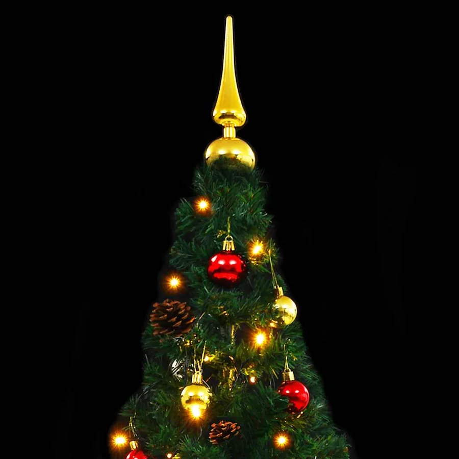 Arbre de Noël artificiel pré-éclairé avec boules vert 210 cm - 4