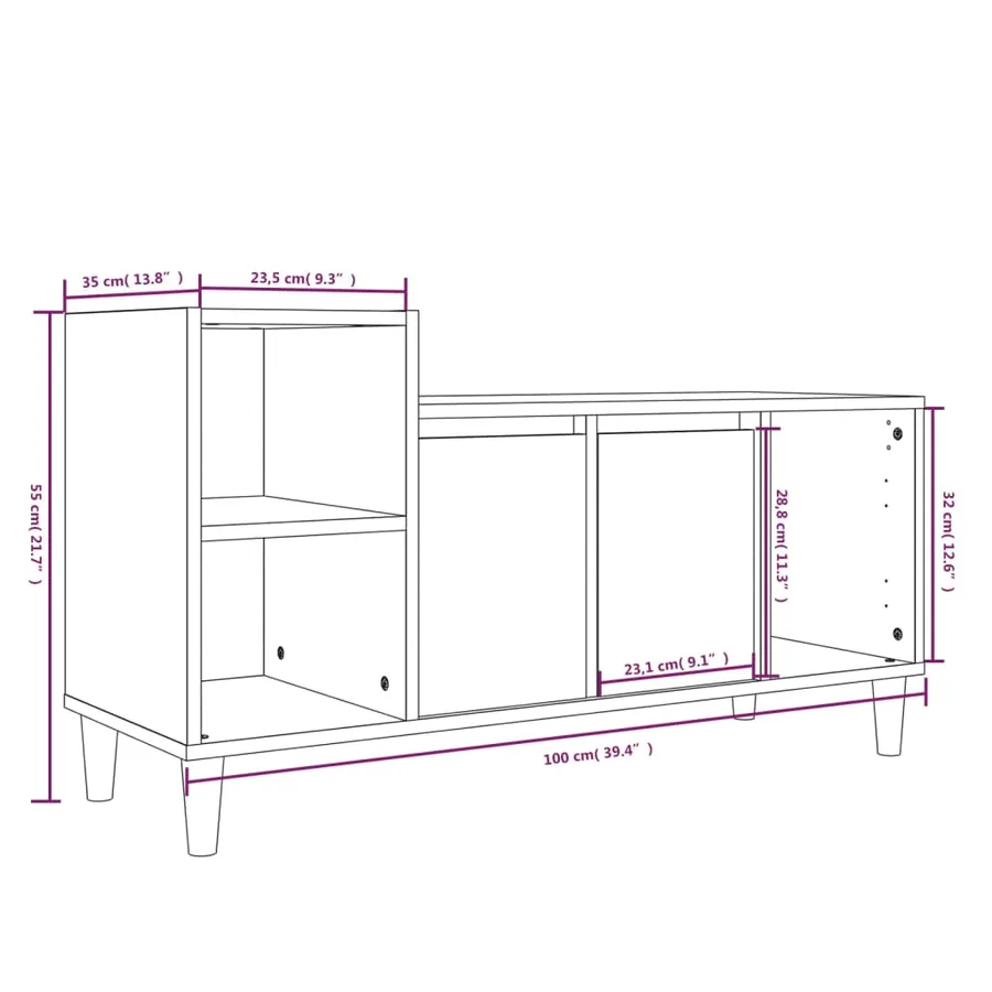 Meuble TV Sonoma gris 100x35x55 cm Bois d'ingénierie - 9