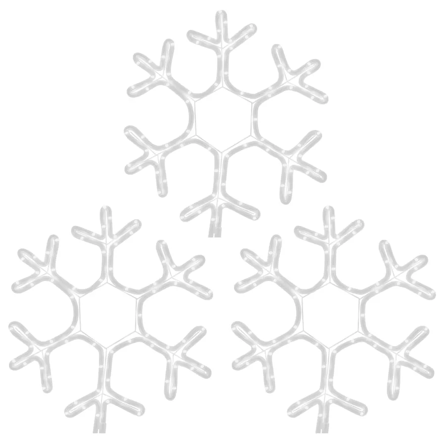 Flocons de neige de Noël avec LED 3 pcs Blanc chaud 38x37 cm - 3