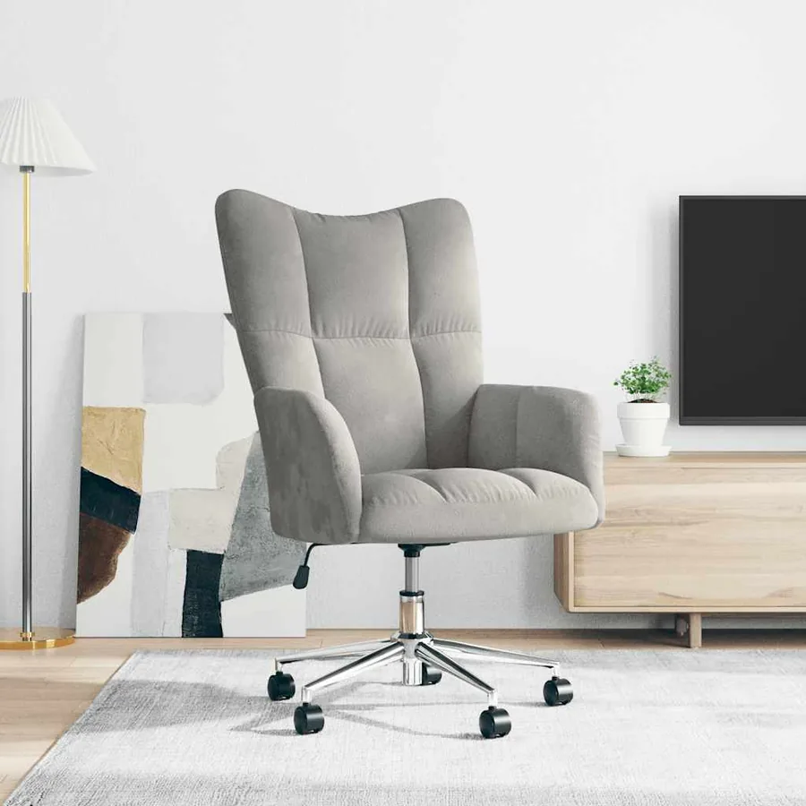 Chaise de relaxation Gris clair Velours