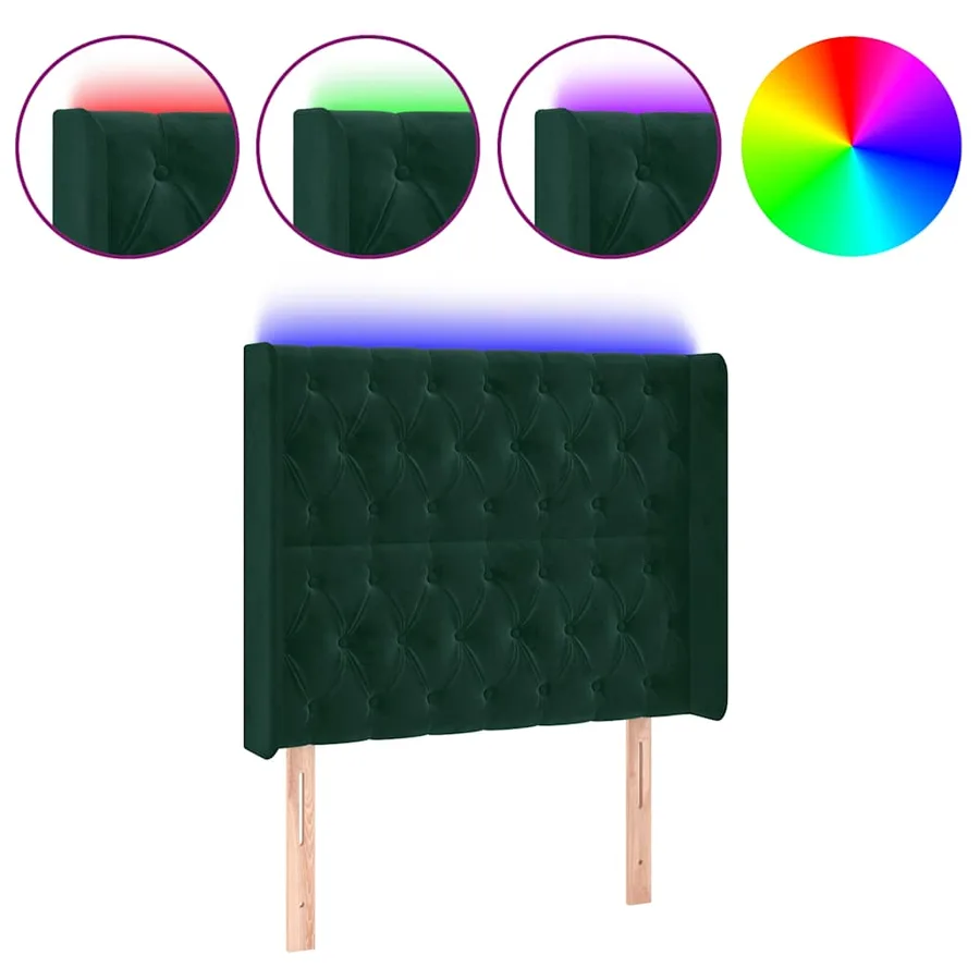 Tête de lit à LED Vert foncé 103x16x118/128 cm Velours - 2