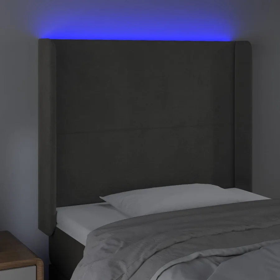 Tête de lit à LED Gris foncé 93x16x118/128 cm Velours - 4
