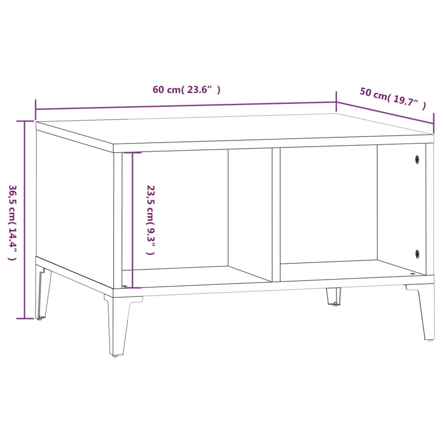 Table basse Blanc 60x50x36,5 cm Bois d'ingénierie - 8
