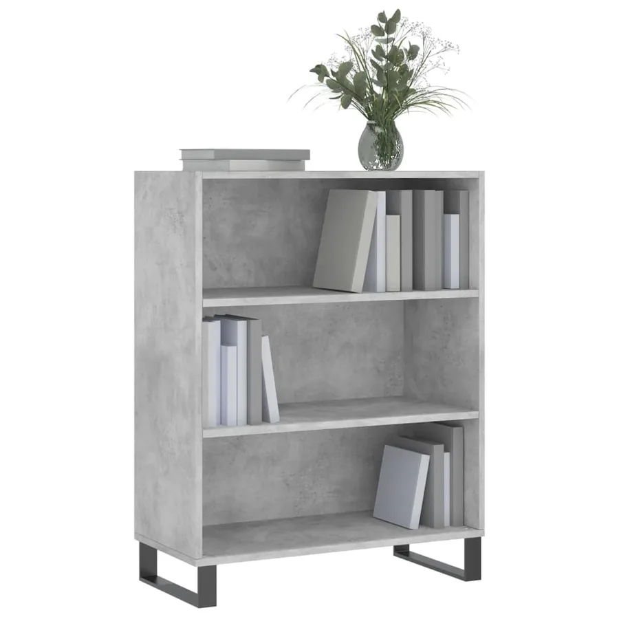 Armoire à étagères gris béton 69,5x32,5x90 cm bois d'ingénierie - 3