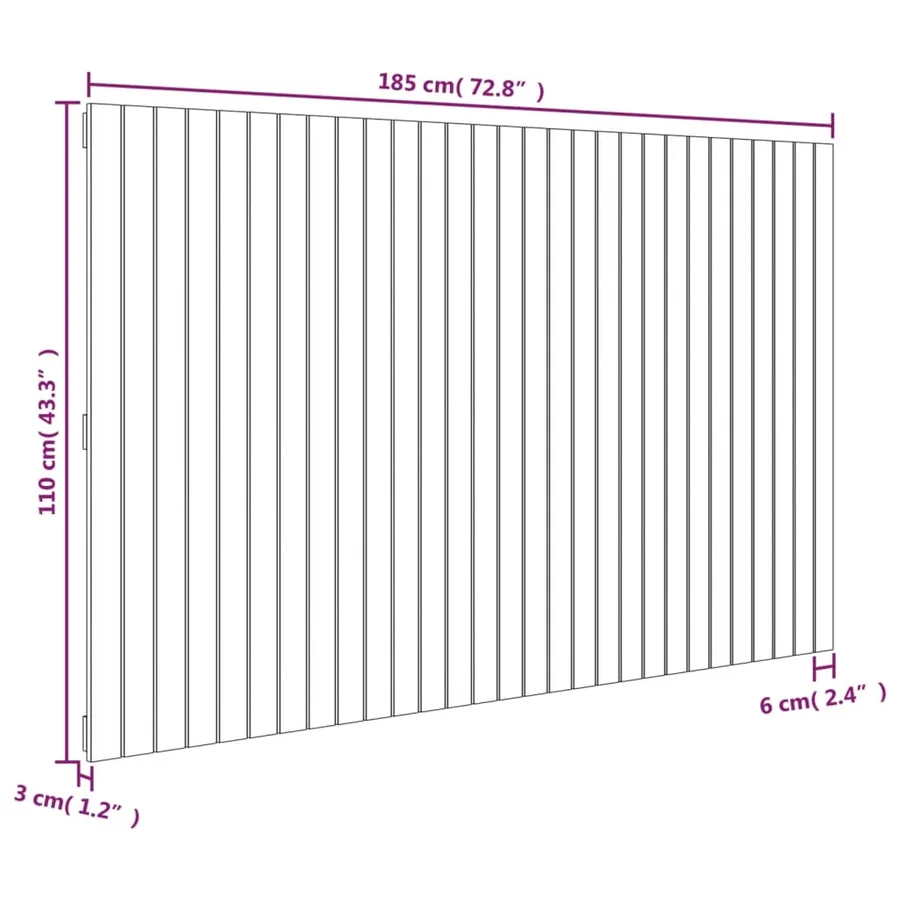 Tête de lit murale Marron miel 185x3x110 cm Bois massif de pin - 8