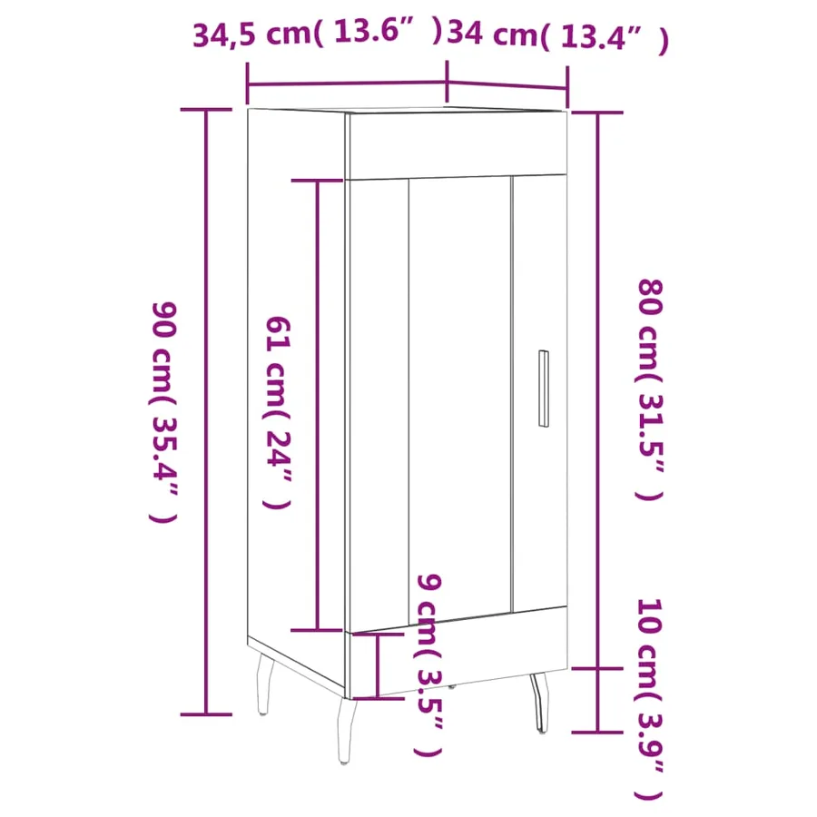 Buffet Gris béton 34,5x34x90 cm Bois d'ingénierie - 13