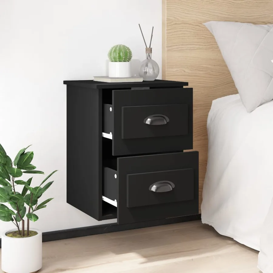Tables de chevet murales 2 pcs noir 41,5x36x53 cm - 4