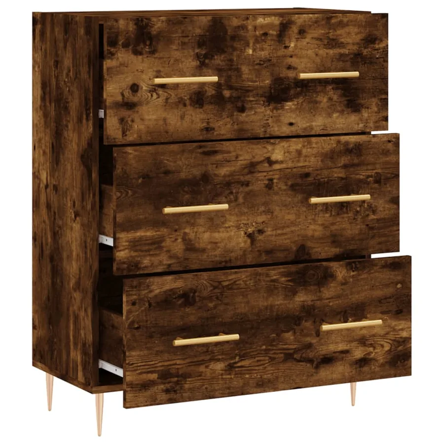 Buffet chêne fumé 69,5x34x90 cm bois d'ingénierie - 6