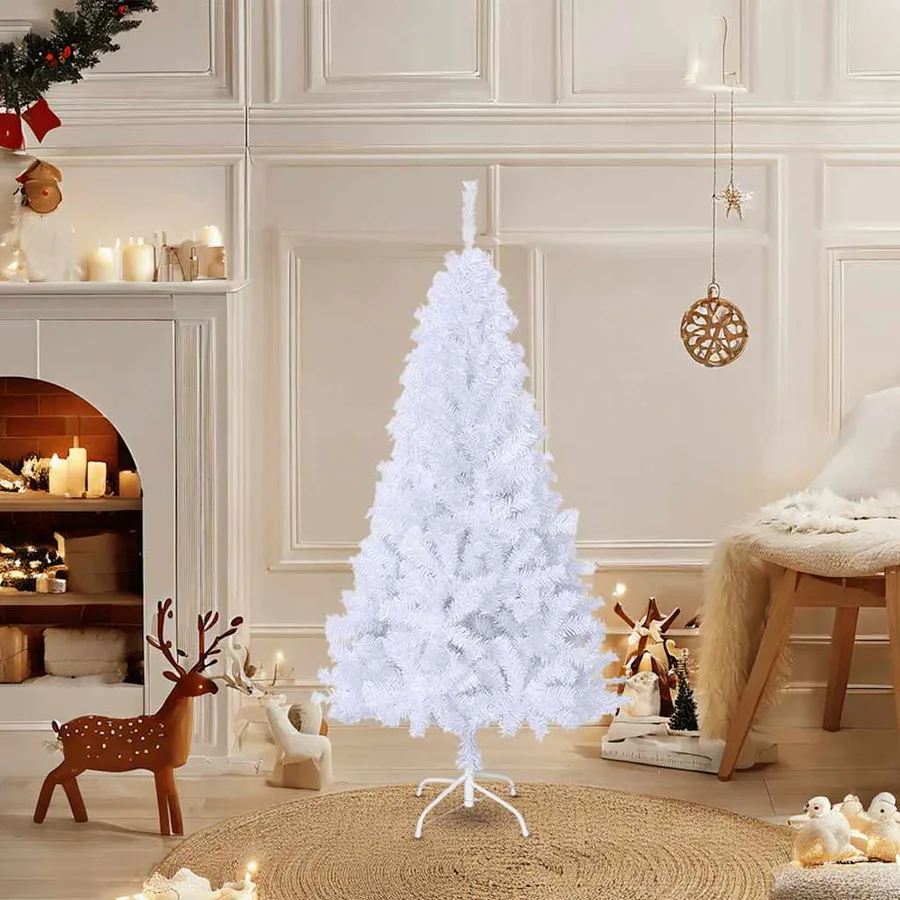 Arbre de Noël artificiel avec branches épaisses blanc 120cm PVC - 2