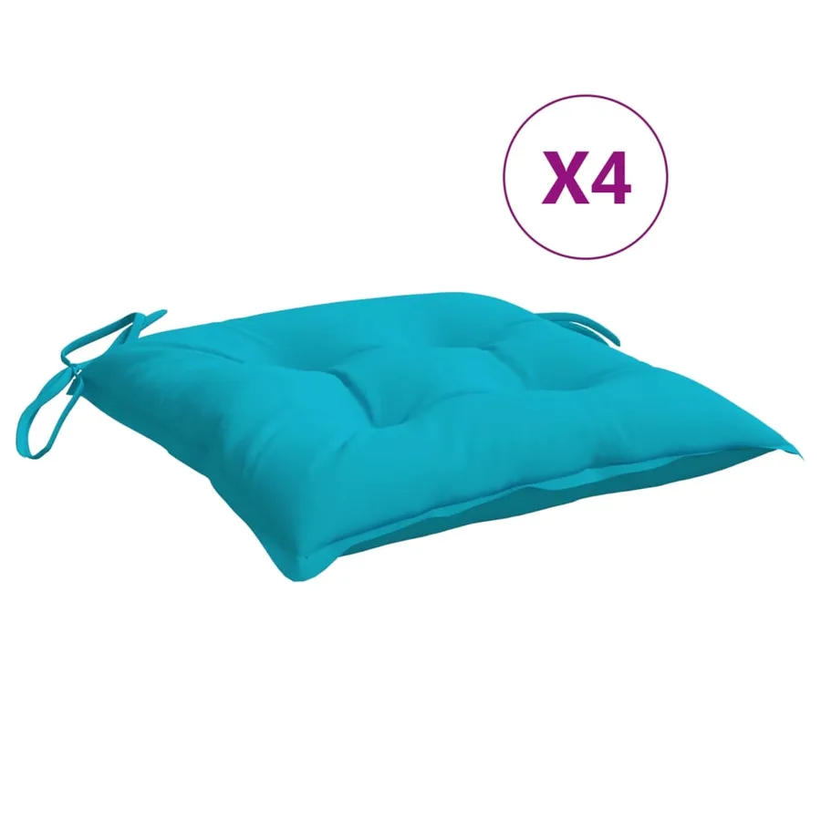 Coussins de chaise lot de 4 turquoise 50x50x7 cm tissu oxford - 2