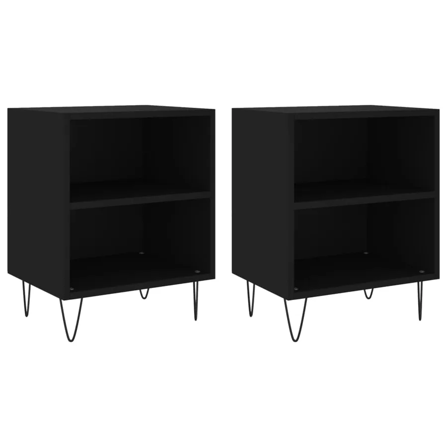 Tables de chevet 2 pcs noir 40x30x50 cm bois d'ingénierie - 2