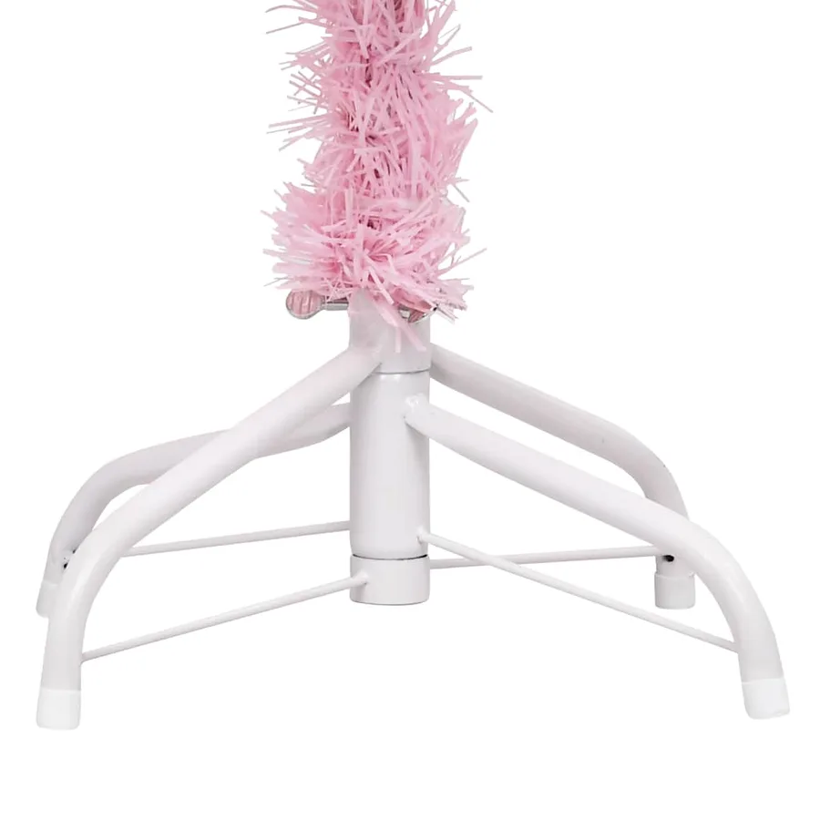 Arbre de Noël artificiel pré-éclairé et boules rose 210 cm PVC - 4