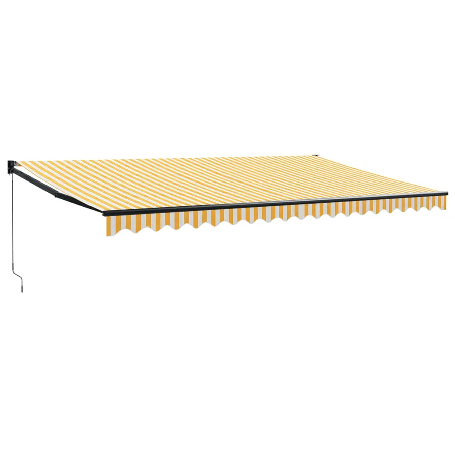 Auvent rétractable jaune et blanc 5x3 m tissu et aluminium - 2