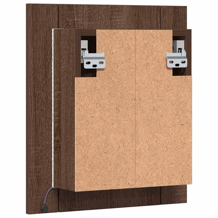 Armoire à miroir LED de salle de bain chêne marron 40x12x45 cm - 10