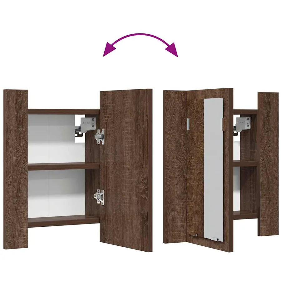 Armoire à miroir LED de salle de bain chêne marron 40x12x45 cm - 11