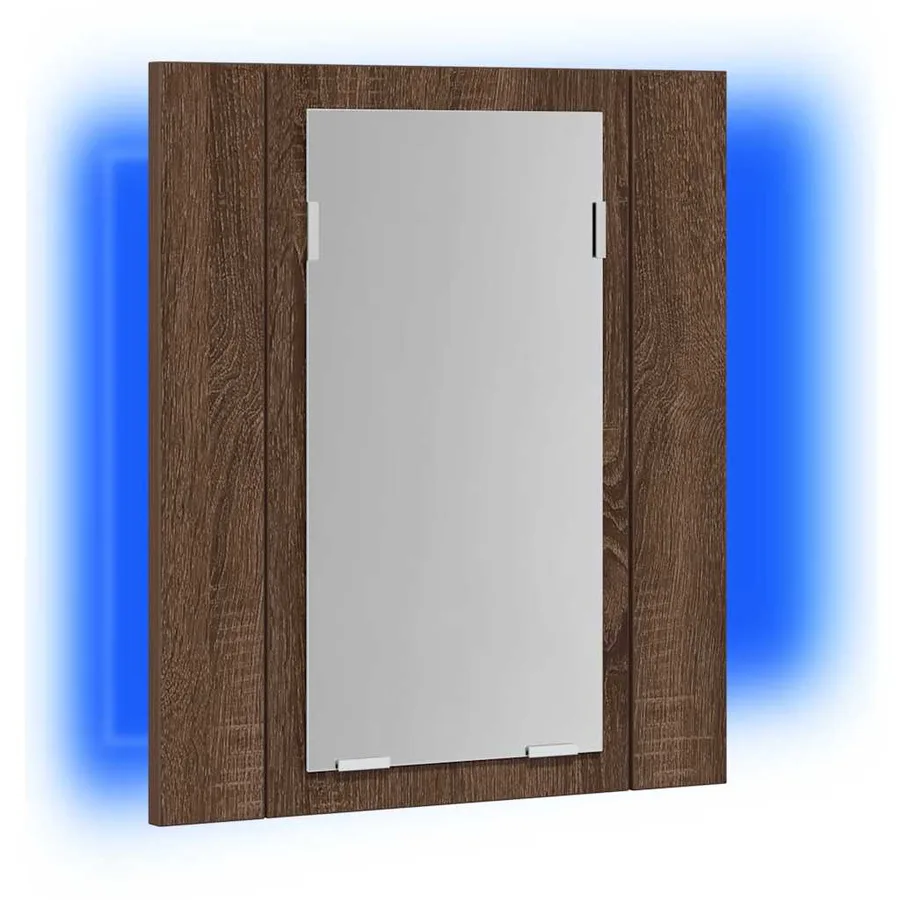 Armoire à miroir LED de salle de bain chêne marron 40x12x45 cm - 5