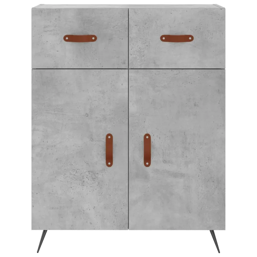 Buffet haut Gris béton 69,5x34x180 cm Bois d'ingénierie - 8
