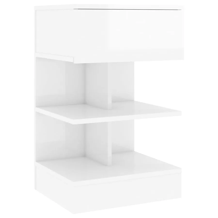 Table de chevet Blanc brillant 40x35x65 cm Bois d’ingénierie - 2