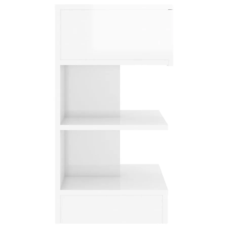 Table de chevet Blanc brillant 40x35x65 cm Bois d’ingénierie - 5