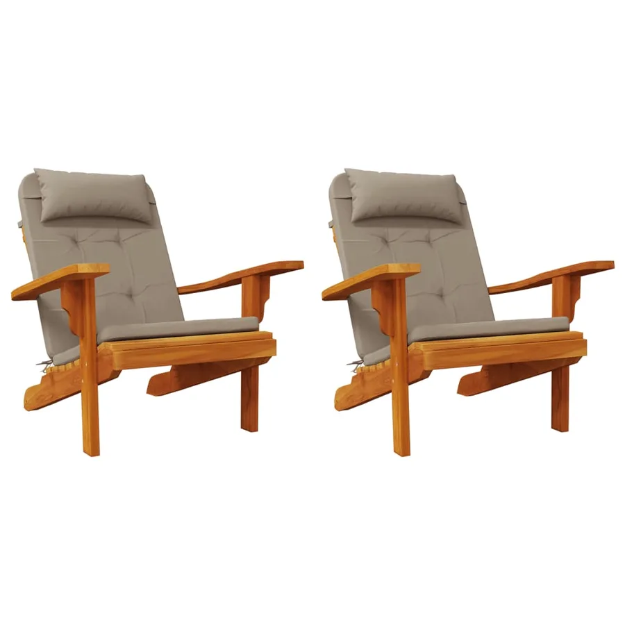 Coussins de chaise adirondack lot de 2 taupe tissu oxford - 4