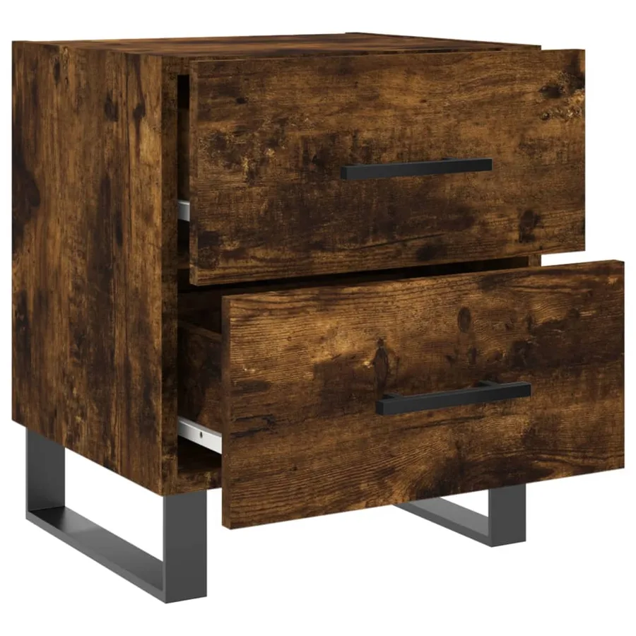 Table de chevet chêne fumé 40x35x47,5 cm bois d’ingénierie - 5
