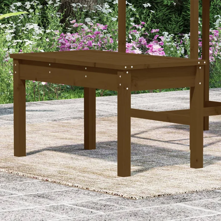 Banc de jardin marron miel 80x44x45 cm bois de pin massif - 3