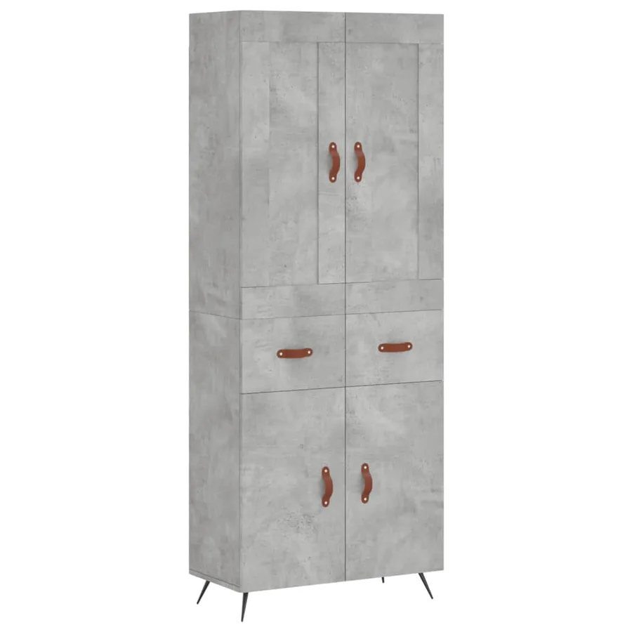 Buffet haut Gris béton 69,5x34x180 cm Bois d'ingénierie - 2