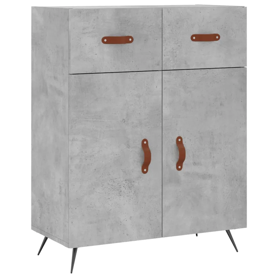 Buffet haut Gris béton 69,5x34x180 cm Bois d'ingénierie - 7