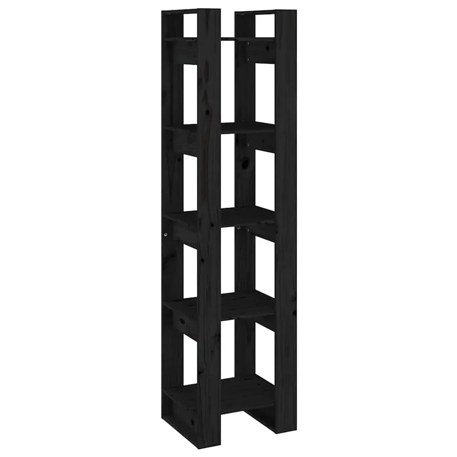 Bibliothèque/Séparateur de pièce Noir 41x35x160 cm Pin massif - 2