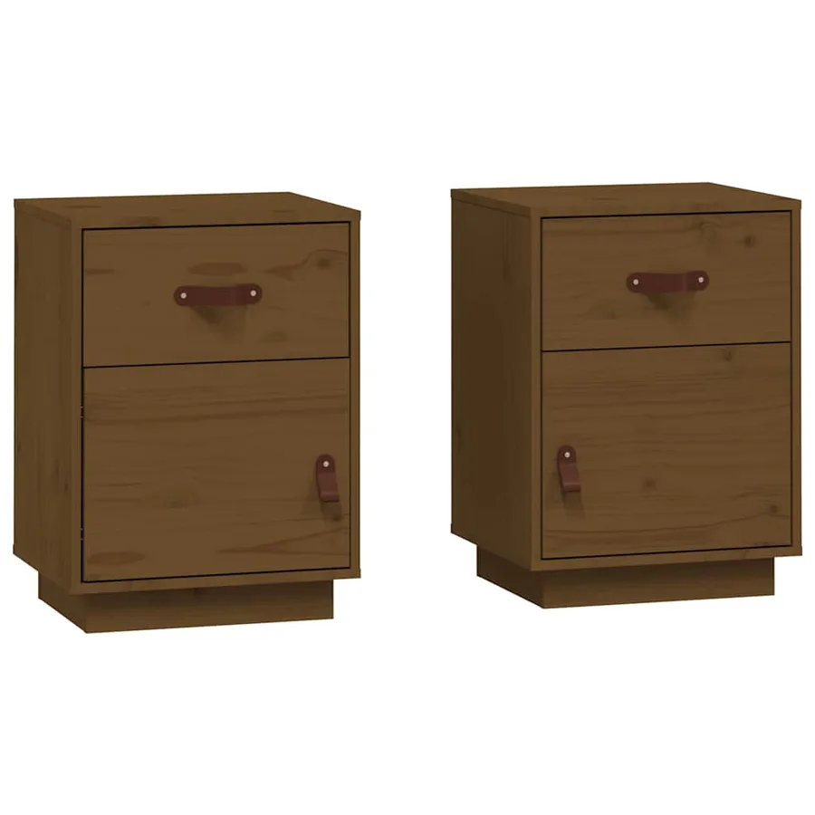 Tables de chevet 2pcs Marron miel 40x34x55cm Bois de pin massif - 2