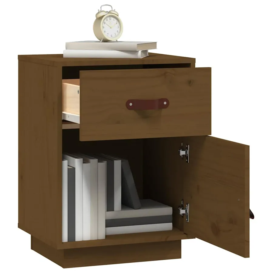 Tables de chevet 2pcs Marron miel 40x34x55cm Bois de pin massif - 4