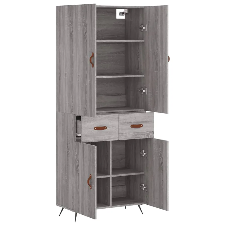 Buffet haut Sonoma gris 69,5x34x180 cm Bois d'ingénierie - 3