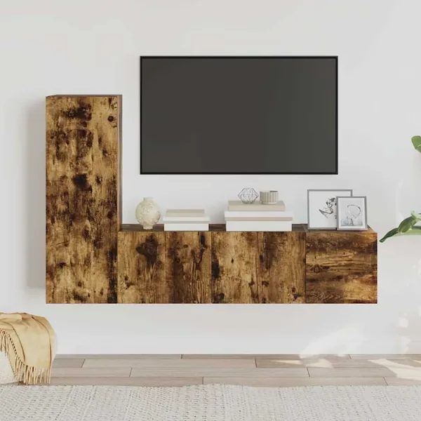 Ensemble de meubles TV 3 pcs Chêne fumé Bois d'ingénierie
