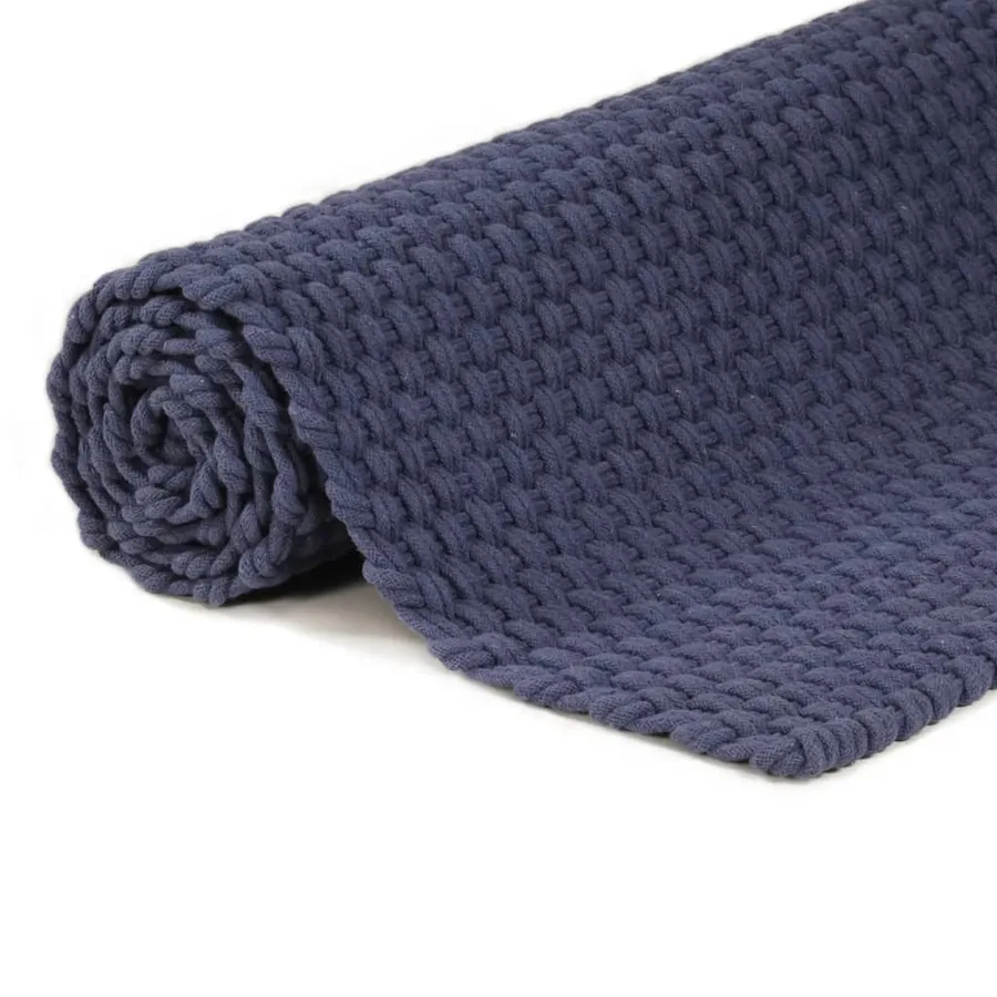 Tapis rectangulaire Bleu marine 160x230 cm Coton - 4