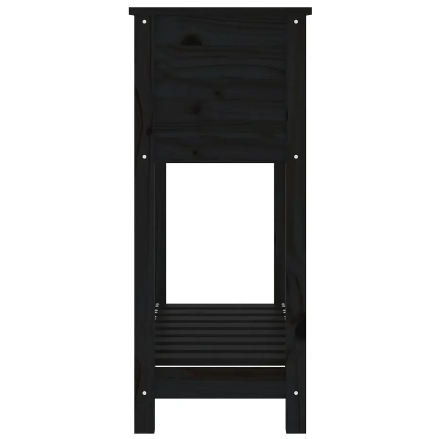 Jardinière avec étagère Noir 82,5x34,5x81 cm Bois massif de pin - 6
