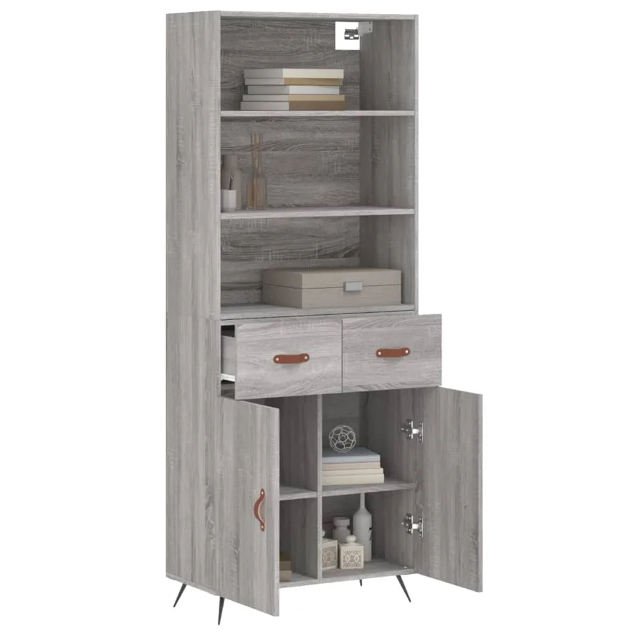 Buffet haut Sonoma gris 69,5x34x180 cm Bois d'ingénierie - 3