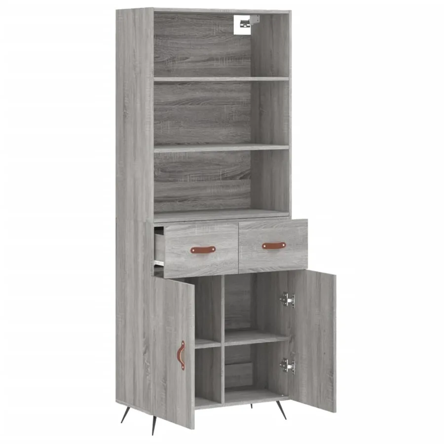 Buffet haut Sonoma gris 69,5x34x180 cm Bois d'ingénierie - 4